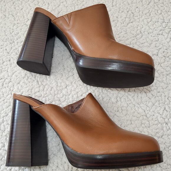 NIB AQUA "MODA" mule clog slips on heeled leather shoes womens size 10M - Picture 4 of 6